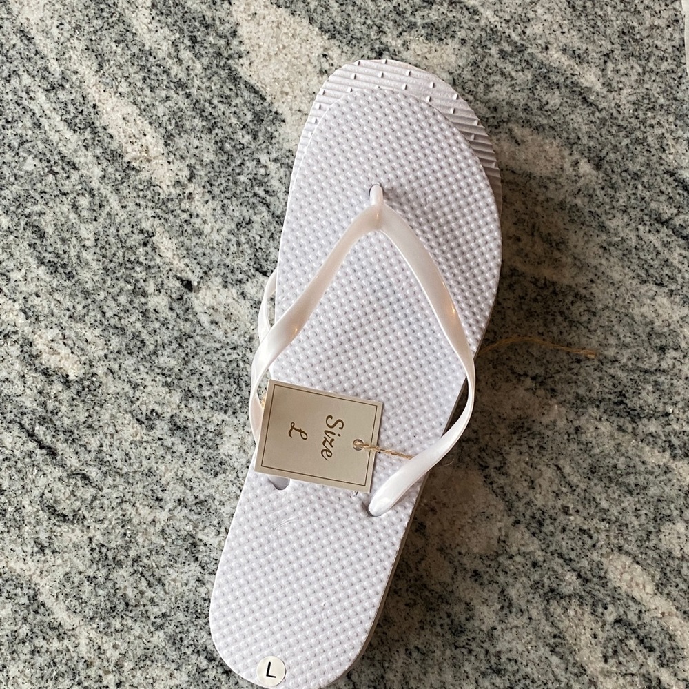 White Flip Flops for Women large, NWT